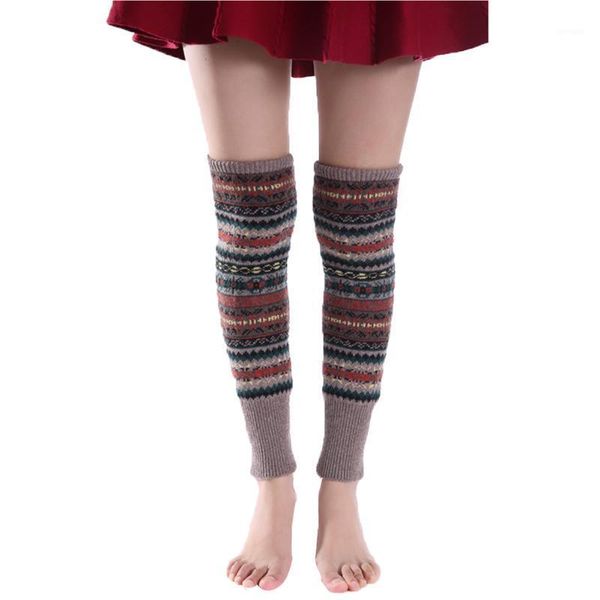 

1pair over knee daily knit boot cuffs long women leg warmer fashion stockings stretchy outdoor soft er winter autumn1, Black;white