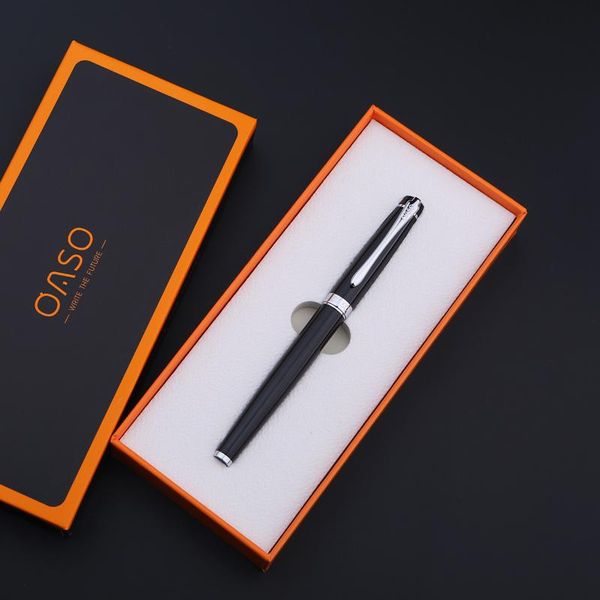 

oaso a17 popular silvery clip fountain pen luxury business gift pens for writing 0.5mm metal ink pens for student