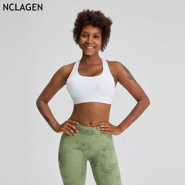 

nclagen sports underwear women cross beauty back running yoga bra fitness autumn winter gym workout athletic push-up bra, White;black