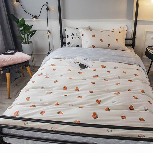 

2019 ins pink strawberry beige dormitory 3шт пододеяльник твин гипоаллергенный хлопок bedlinens пододеяльник set single bed