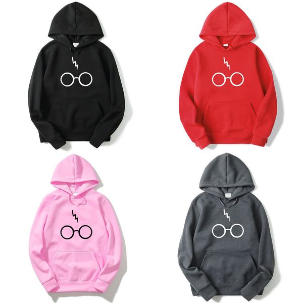 

sport fitness hoodies women autumn winter fleece hooded sweatshirt harrys potters glasses printing gym outwear warm sweat femme q0105, Black