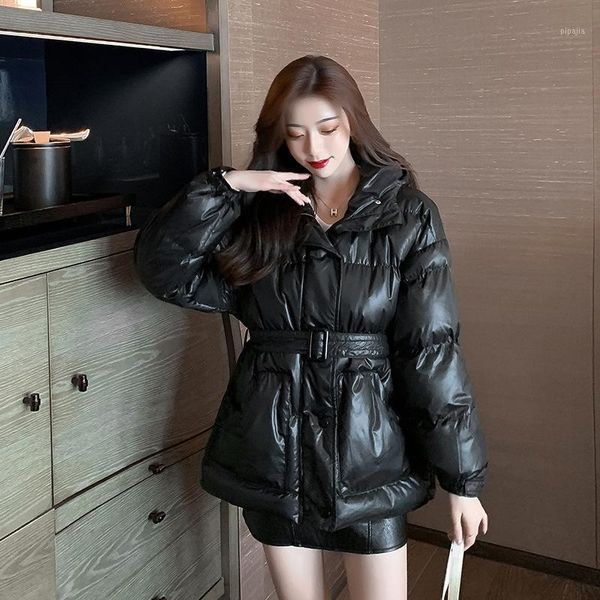 

2020 new winter loose plus size thicken women jacket cotton female outwear luxury leisure elegant ladies overcoat1, Black