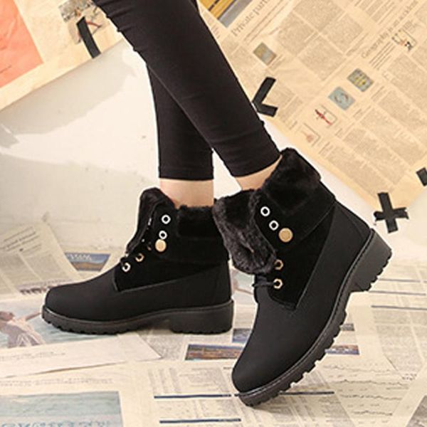 

2020 new fashion women high boots matte pu leather lace up thicken low heels shoes for fall spring winter zapatos de mujer, Black