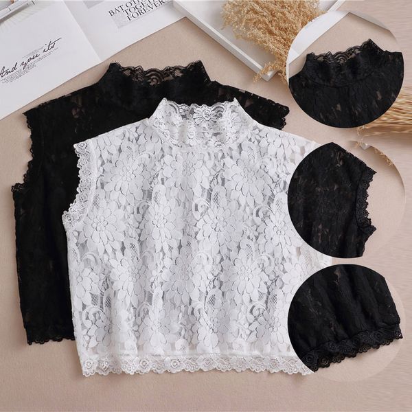 

necklace designer women cotton lace fake collar half-shirt blouse detachable lace chiffon fake collars faux collar clothes acces, Blue;red