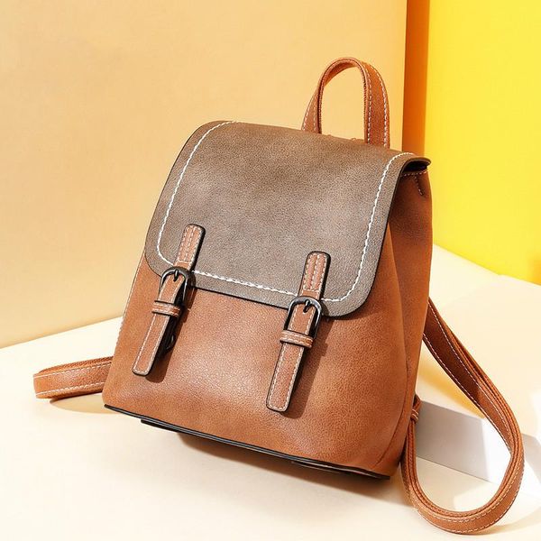 

women's bags 2020 new fashion korean backpack retro contrast backpack women travel bags solid