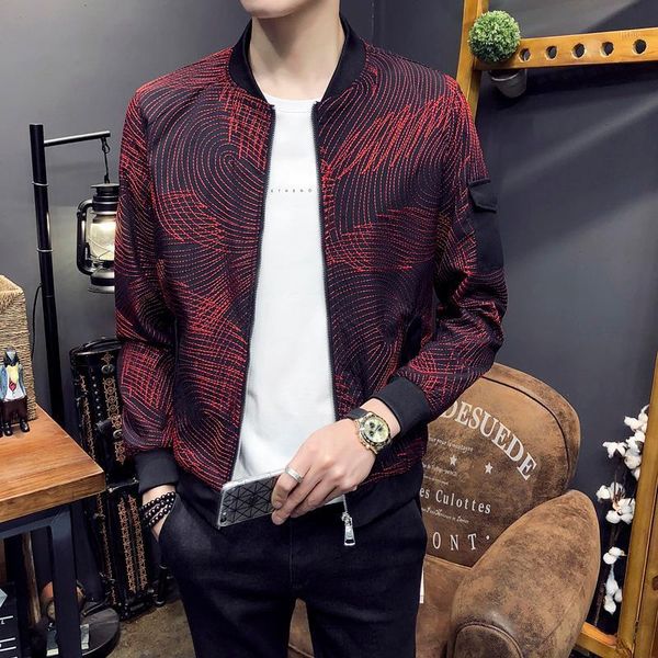 

gzdeerax stand collar mens jackets stripe embroidery zipper mens jackets and coats fashion slim fit man coats1, Black;brown