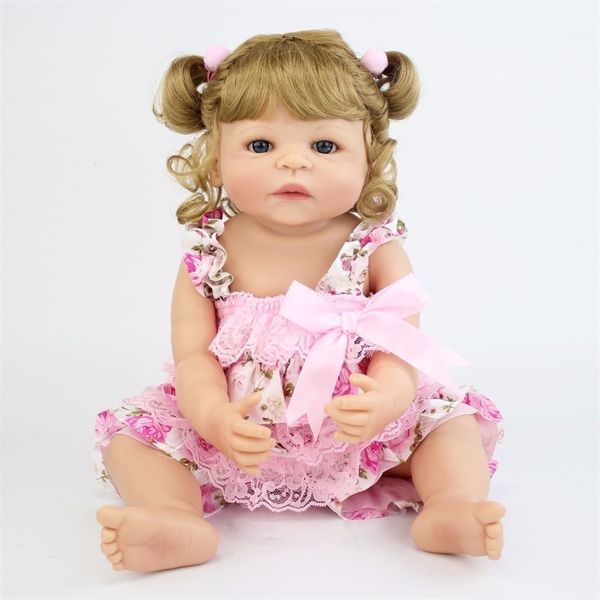 

55cm full silicone vinyl reborn baby doll princess realistic newborn bebe alive children birthday gift girlsplay house bathe toy y200111