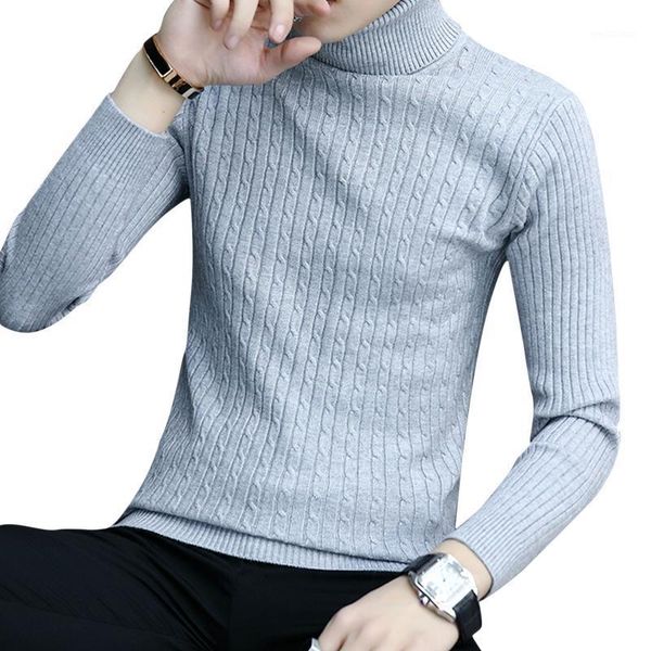 

dewadbow cable knit turtelneck sweater gothic men pullover long sleeve stretch slim basic sweaters gentlemen 2021 spring clothes1, White;black