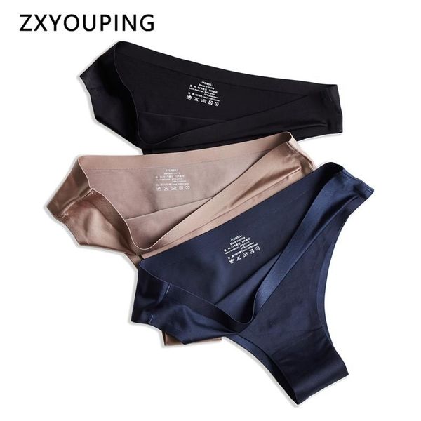 

3pcs/lot briefs seamless women underwear ice silk soft panties female lingerie solid color intimates -3xl plus size panty y200425, Black;pink