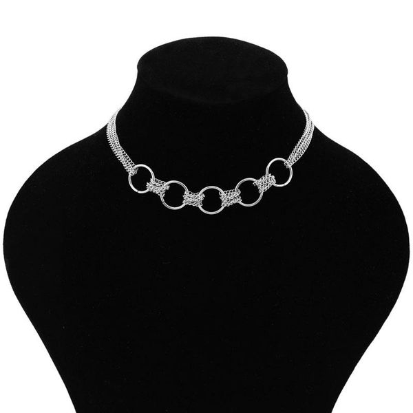 

chains stainless steel necklace five korea boys girls guys punk rock choker hip hop rap titanium necklaces unisex, Silver