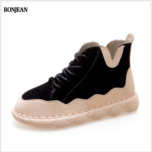 

boots bonjean tide shoes 2021 autumn high to help small white thick-soled fashion super fire sports, Black