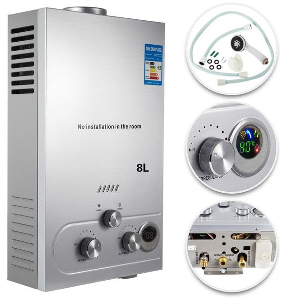 

8l lpg water heater tankless stainless steel instant boiler with shower