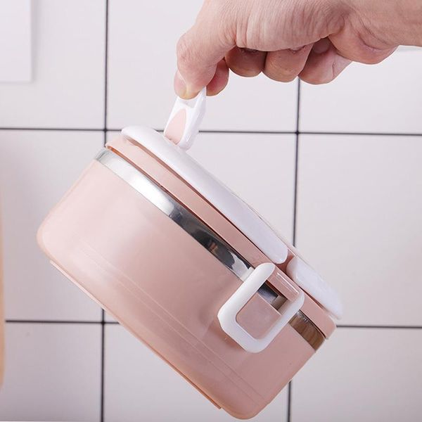 

school lunch food storage container bento lunch box round stainless steel thermos for food with containers for kids dropshipping wmtxyu