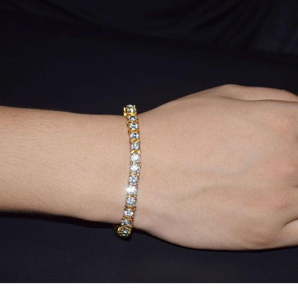 

karopel 3 color 8inch chains men hip hop bracelets iced out shining cubic zirconia tennis men's bling bling crystal wmtscl, Black