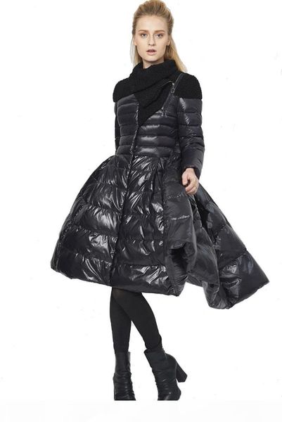 

winter coats new france luxury women dovetail down coat female winter skirt hem long down jacket 90% white duck down parkas outerwear, Black