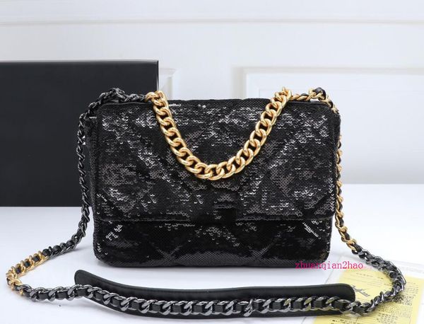 

2021 ss womens cc bag 19 series sequin crossbody shoulder bag luxury designers bags pearl black