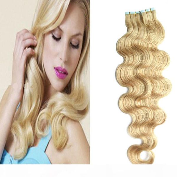 

tape hair 40pcs tape in human hair extensions body wave 100g straight on adhesive invisible pu remy skin weft tape hair extensions wholesale, Black