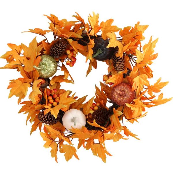 

decorative flowers & wreaths halloween wreath pumpkin decoration thanksgiving day front door wall hanging tool