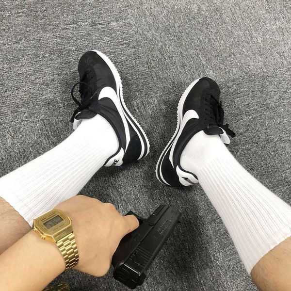 

chicano classic solid color stockings white and black1, Black