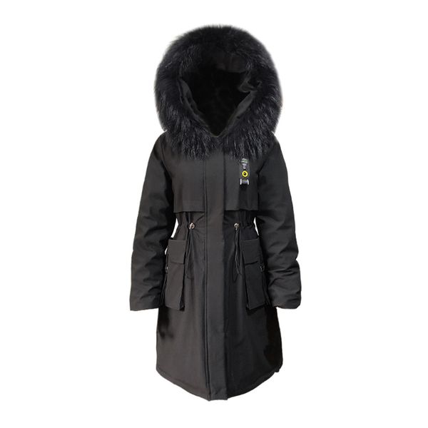 

2021 new women winter parkas woman long coat down cotton quilted leather korean jacket parka chaqueta mujer kj2007 7y4e, Black