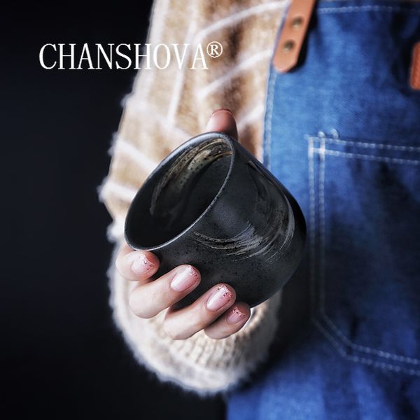 

chanshova chinese retro style 70-200ml creative hand-painted ceramic teacup home office porcelain tea cups frosted feel h088 1020