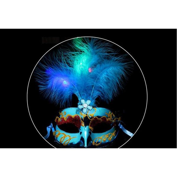 

led lights feather mask mardi gras masquerade dance party masks feather led masks halloween jlloxu home003