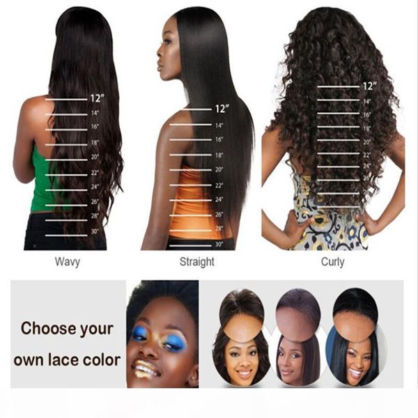 

unprocessed brazilian human hair full lace wig with baby hair 150% density glueless curly lace front wigs, Black;brown