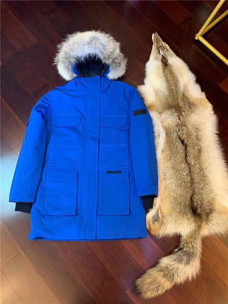 

luxury fashion fourrure down parka homme jassen chaquetas outerwear big fur hooded fourrure manteau canada down jacket coat hiver doudoune, Blue;black