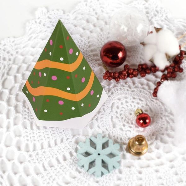 

50pcs merry christmas hexagon shape candy box bag christmas tree gift box paper gift bag container supplies navidad
