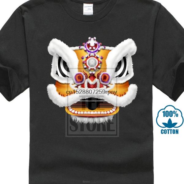 

new years day lion dance head print black men unique cartoon design size xl cotton chinese chic hoodie designers t shirts sweatshirt
