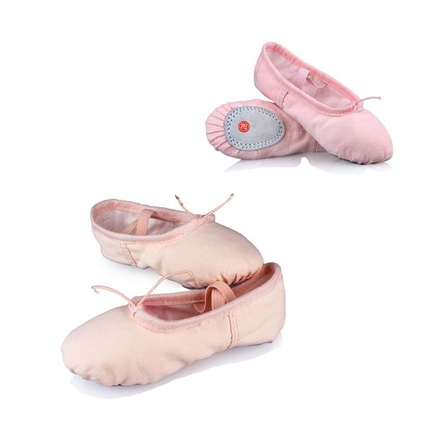

professional child girls kids cotton canvas soft ballet dance practice shoes, Black;red