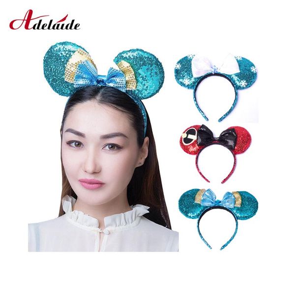 

christmas decorations lovely sequins bow headband mouse ears festival diy hair accessories hairband for girl&women gift