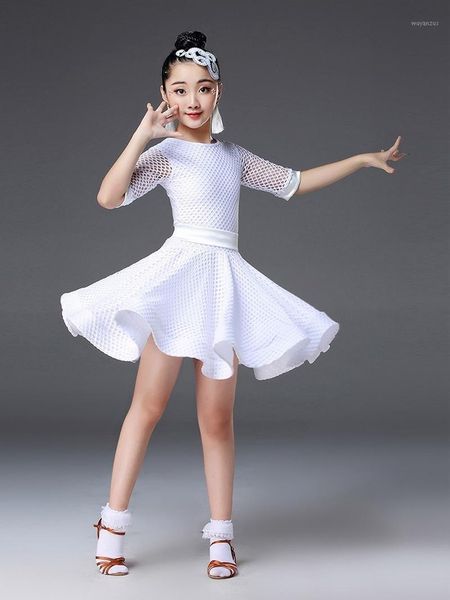 

children latin dance dress girls professional performance contest performance test grade dance dress new style1, Black;red