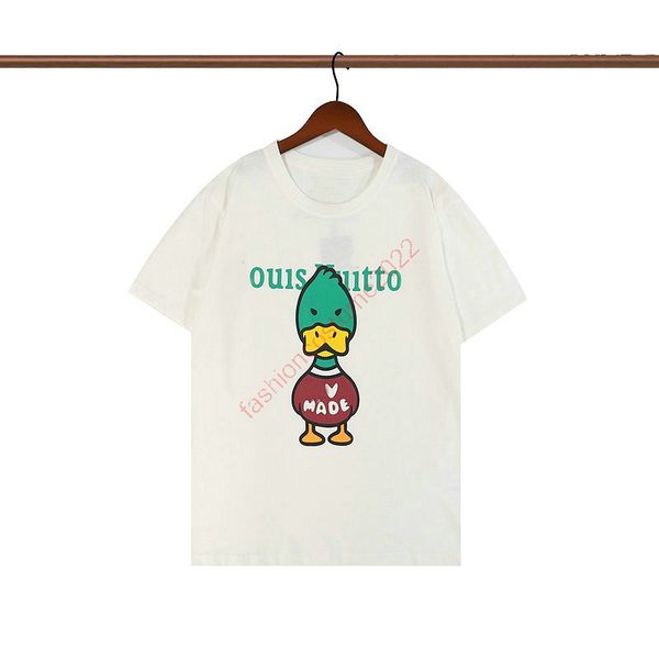 

new mens women intarsia jacquard duck crewneck designers t shirts loose tees fashion brands casual vlones shirt clothing street shorts slee, White;black