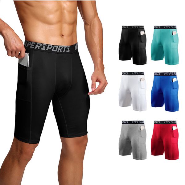 

gym men tights dry fit running football phone pocket design fitness sport cycling shorts workout short leggings, White;black