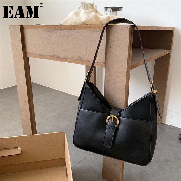 

shoulder bags [eam] women vintage pu leather flap personality all-match crossbody bag fashion tide 2021 18a1317