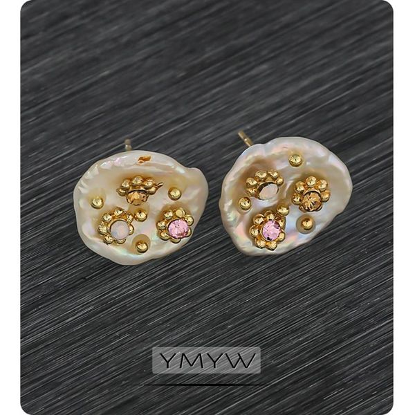 

stud ymyw 2021 luxury chic rhinestone freshwater pearls earrings charm copper for women party bijoux en argent 925, Golden;silver