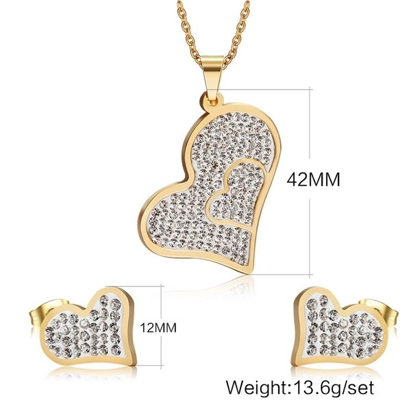 

qwc cce332 stainless couple necklace sell 42mm stone heart gift women jewelry q1209, Bronze;silver
