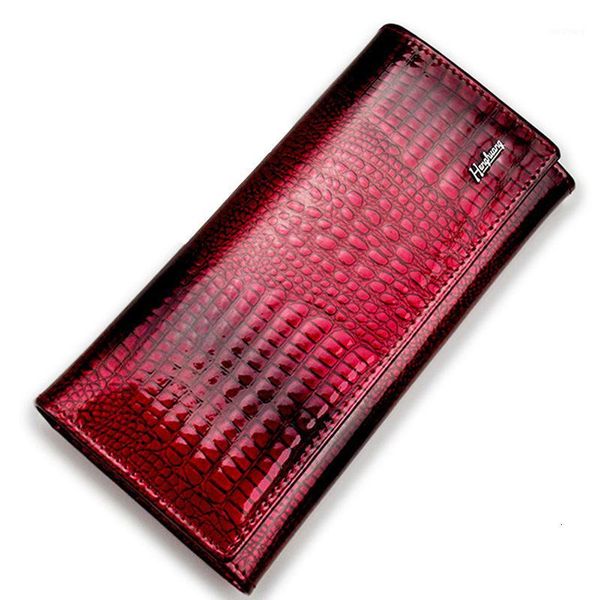 

genuine leather women purse wallets real alligator bag female design clutch long multifunctional coin card holder purses1, Red;black