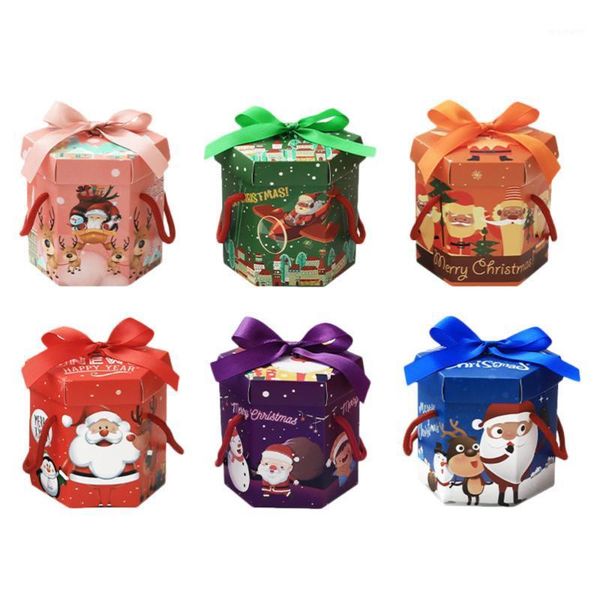 

gift wrap 6pcs christmas box hexagon paper candy container random style1