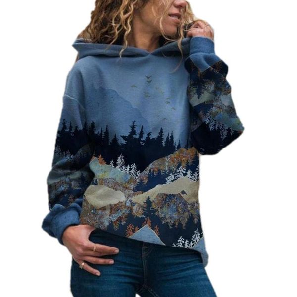 

vicabo women printed long sleeve hoodies sweatshirt pullover winter casual hooded tunic fashion baggy plus size, Black