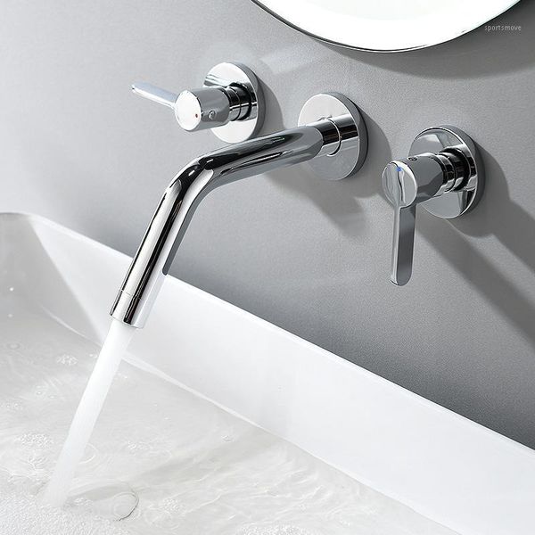 

bathroom sink faucets beiluode wall mount faucet dual handles basin mixer tap concealed brass chrome and cold water mp10091