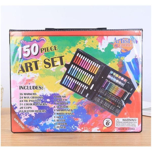 

kids painting pens children's brush drawing pens 150 sets of painting watercolor pen art brush set gift box stationery school writing, Black;red