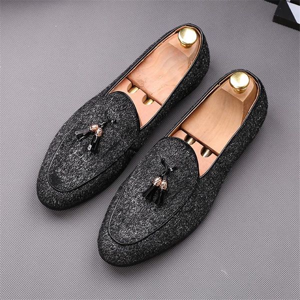 

dress shoes british men's comfortable tassel style oxfords loafers wedding flats zapatos hombre vestir gentleman prom, Black