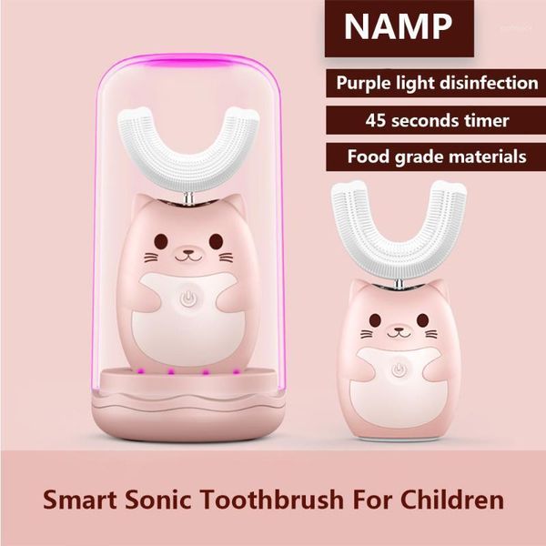 

360 degrees intelligent automatic sonic children's electric toothbrush u type 3 modes tooth brush usb charging1
