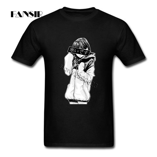 

грустное японское эстетическое tshirts прохладного мужчина футболка короткий рукав o-образный вырез футболки для мужских спортивного капюшон