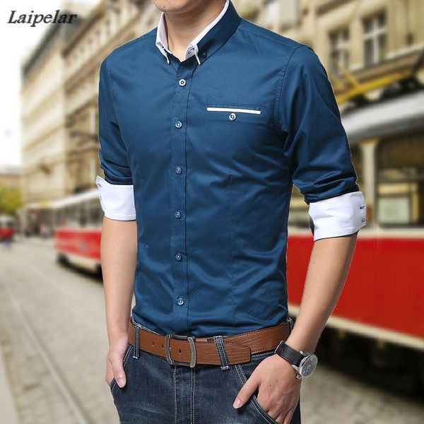 

spring and autumn fashion new men's casual long sleeve shirt / man's slim fits business dress shirts blouses laipelar, White;black