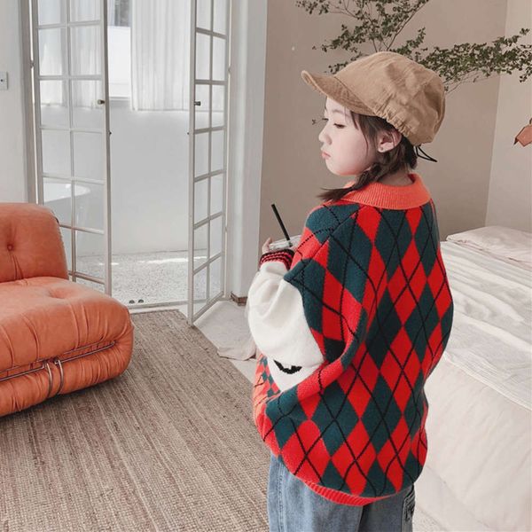 

lapel cartoon dog autumn winter new girls' student korean children's pullover sweater, Black