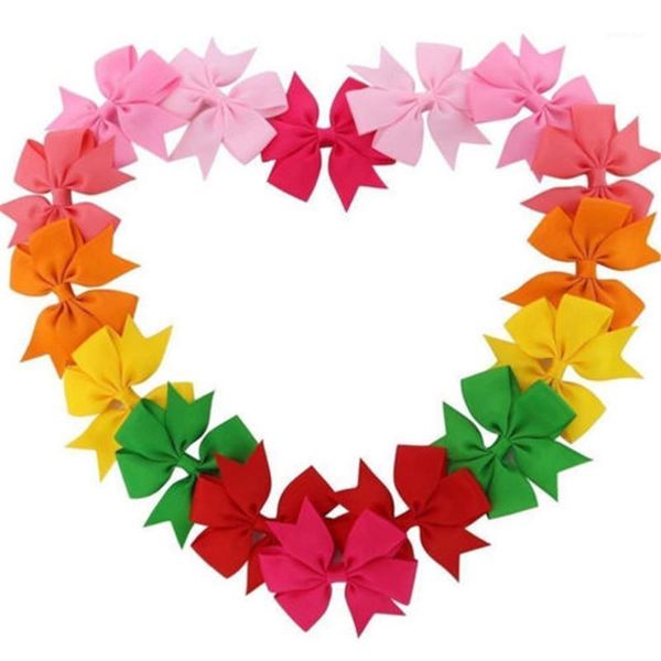 

40pcs cute baby girls hair bows solid color bowknot hair bands alligator clips cute heardband hairpins birthday gift1, Slivery;white