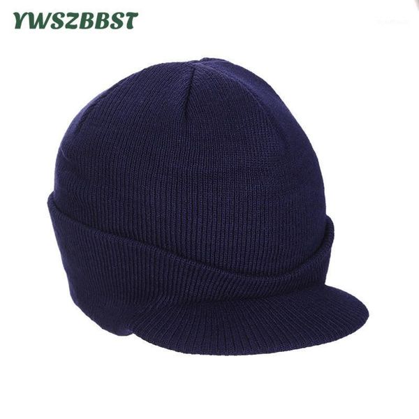 

women men ski hat visor cap autumn winter knitted warm head cap women wool beanies1